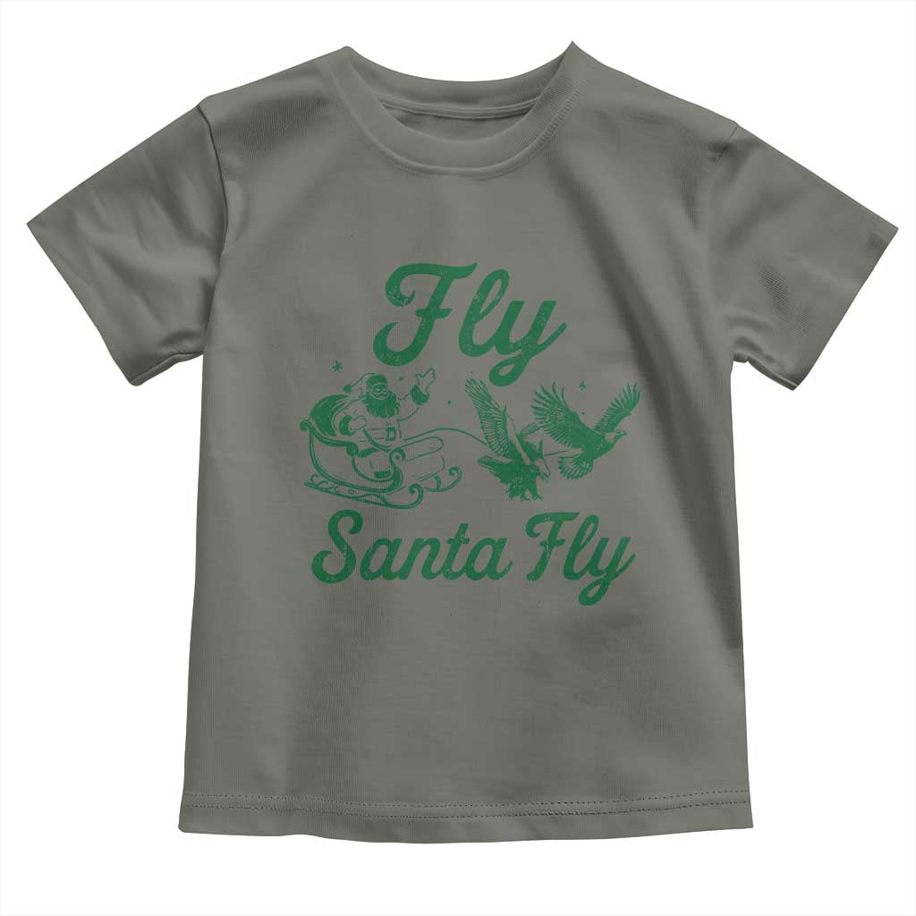 Funny Christmas Philadelphia Fan Toddler T Shirt Fly Santa Fly Eagles Philly Pride TS11 Military Green Print Your Wear