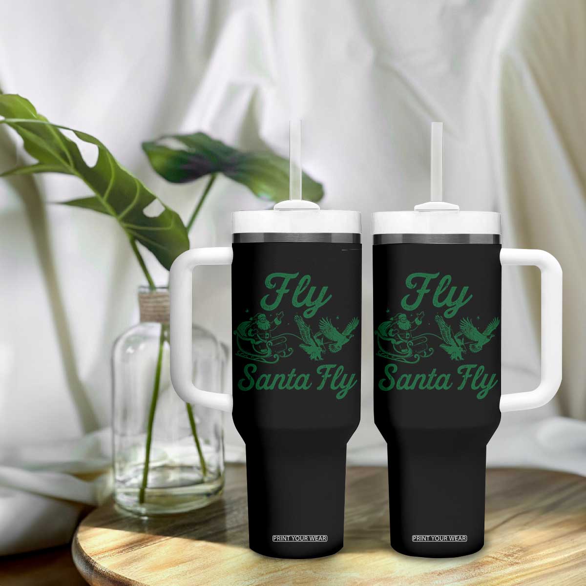 Funny Fly Santa Fly Tumbler With Handle Christmas Football PFE TS11 Print Your Wear