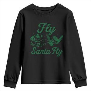 Funny Christmas Philadelphia Fan Youth Sweatshirt Fly Santa Fly Eagles Philly Pride TS11 Black Print Your Wear
