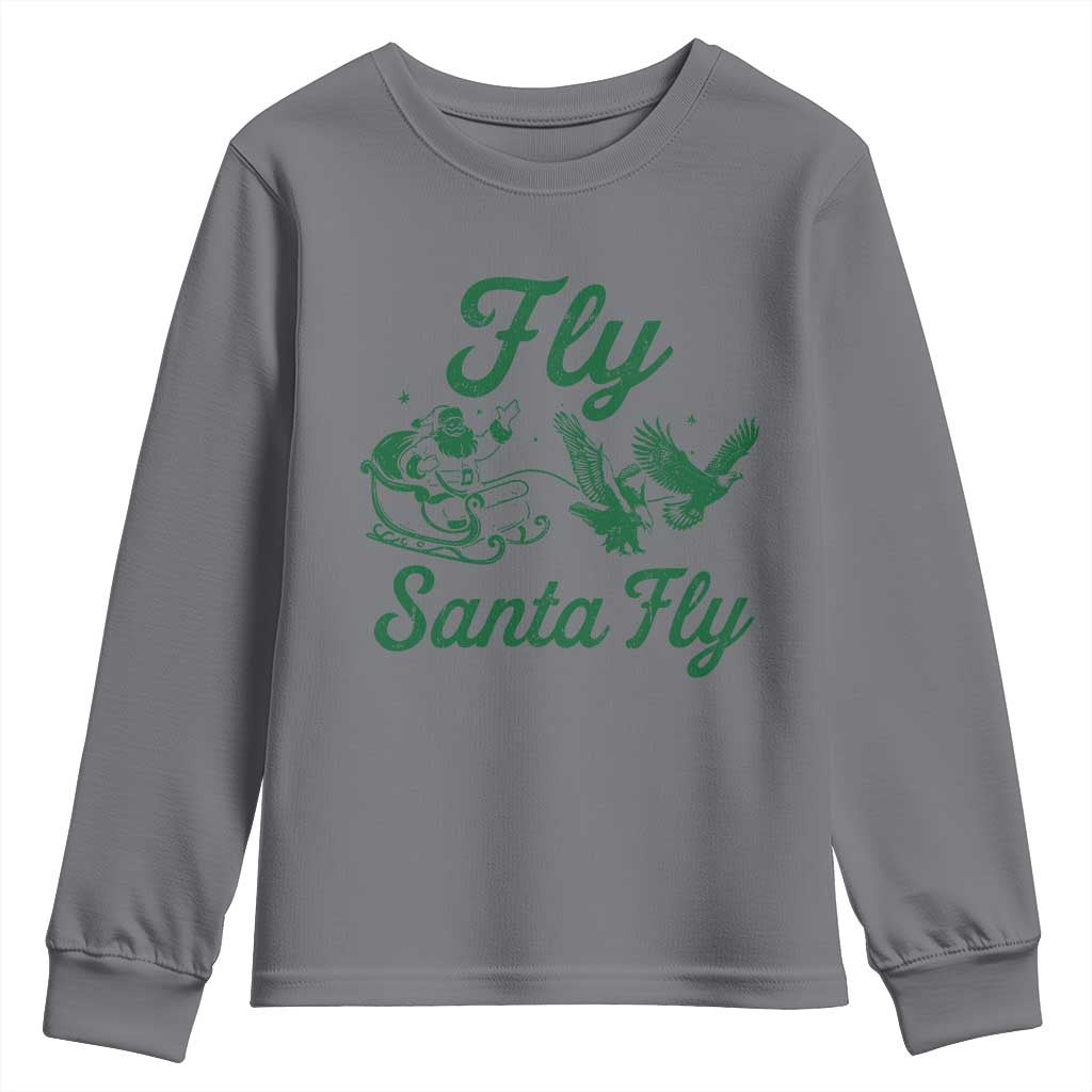 Funny Christmas Philadelphia Fan Youth Sweatshirt Fly Santa Fly Eagles Philly Pride TS11 Charcoal Print Your Wear
