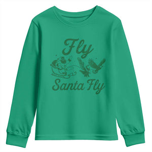 Funny Fly Santa Fly Youth Sweatshirt Christmas Football PFE TS11 Irish Green Print Your Wear