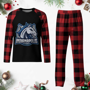 IFC Game Day Plaid Pajama Set Blue Football Lover Equine Shoe TS11 Buffalo Plaid Print Your Wear