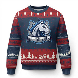 IFC Game Day Ugly Christmas Sweater Blue Football Lover Equine Shoe TS11 Navy Red Print Your Wear