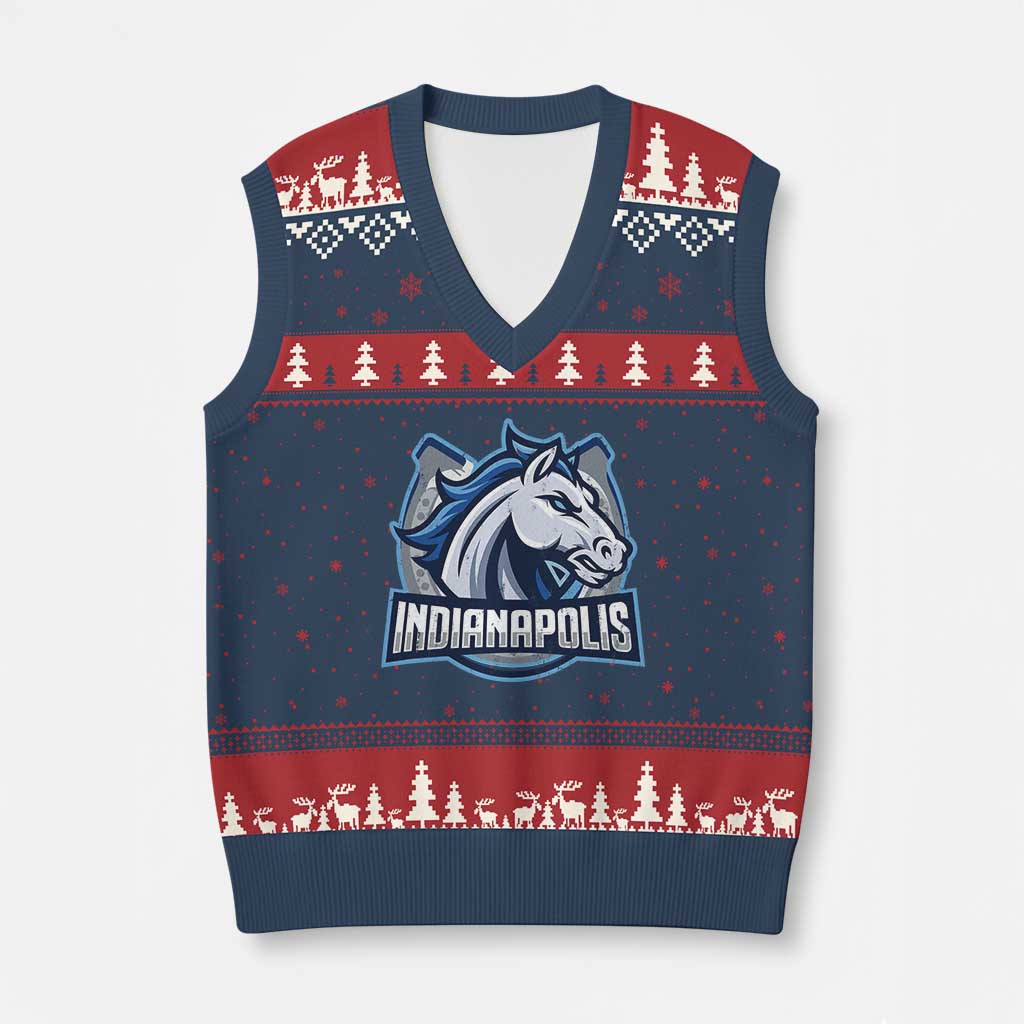 IFC Game Day V-Neck Knit Sweater Vest Blue Football Lover Equine Shoe TS11 Navy Red Print Your Wear