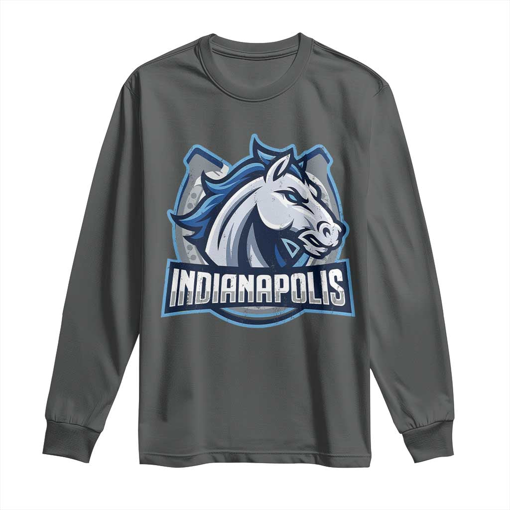 IFC Game Day Long Sleeve Shirt Blue Football Lover Equine Shoe TS11 Dark Heather Print Your Wear