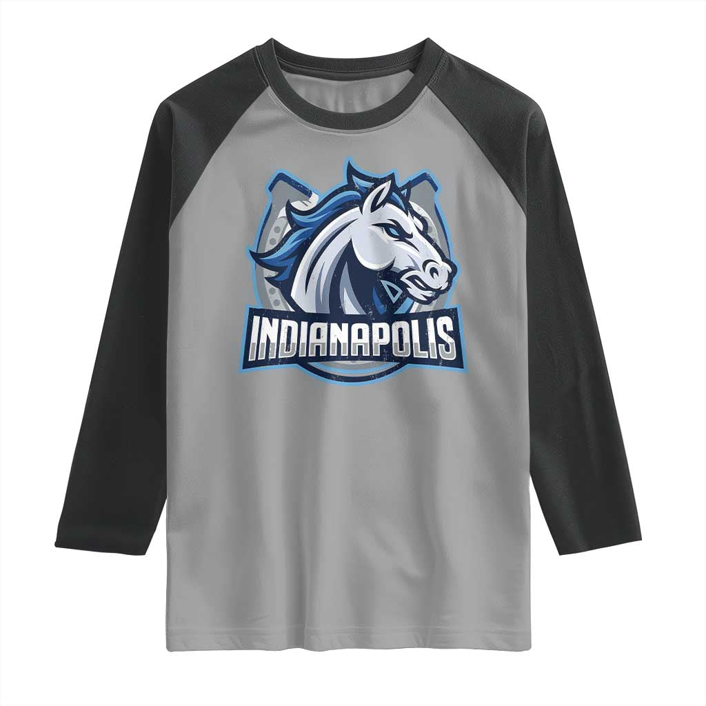 IFC Game Day Raglan Shirt Blue Football Lover Equine Shoe TS11 Sport Gray Black Print Your Wear
