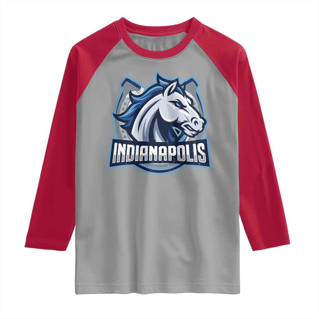 IFC Game Day Raglan Shirt Blue Football Lover Equine Shoe TS11 Sport Gray Red Print Your Wear