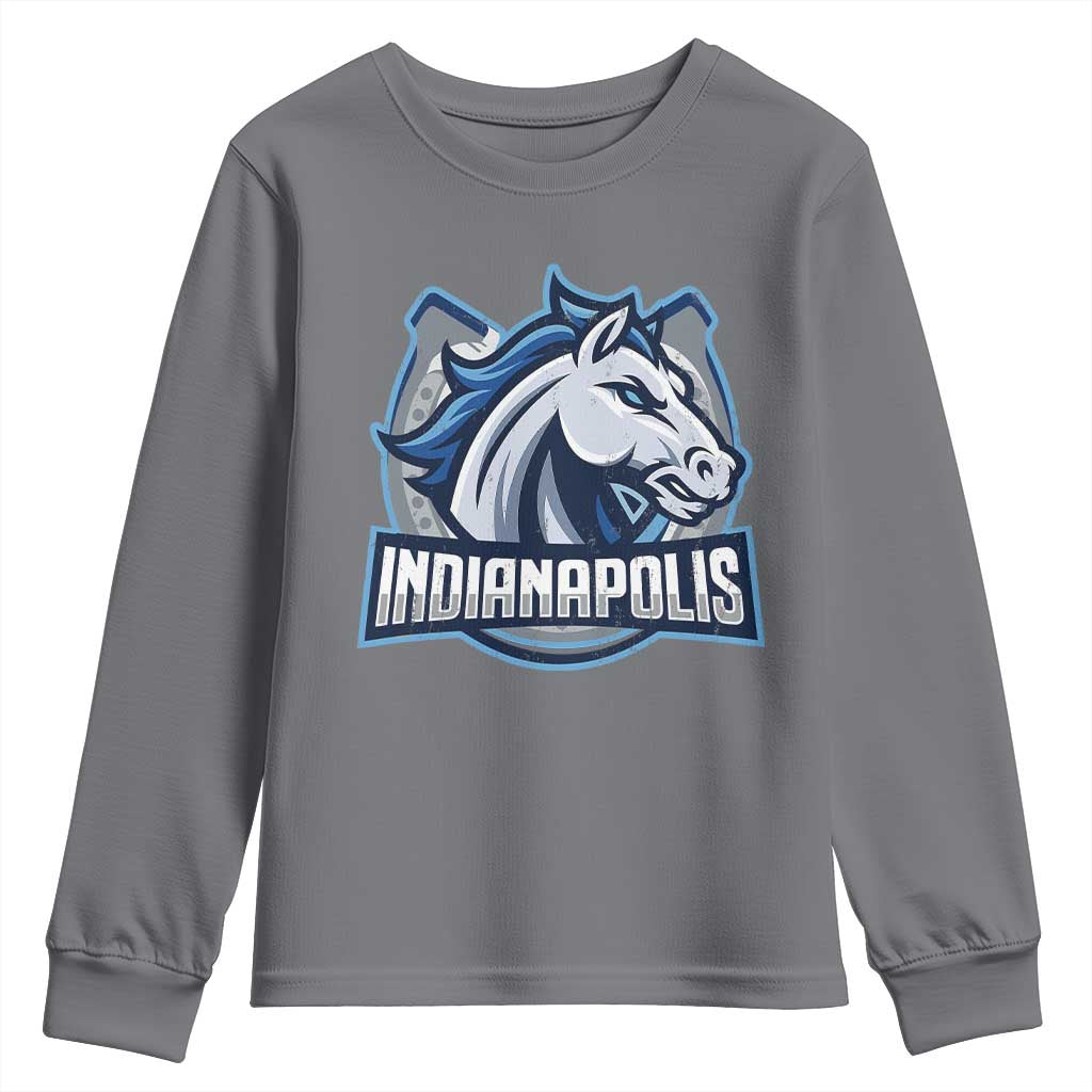 IFC Game Day Youth Sweatshirt Blue Football Lover Equine Shoe TS11 Charcoal Print Your Wear