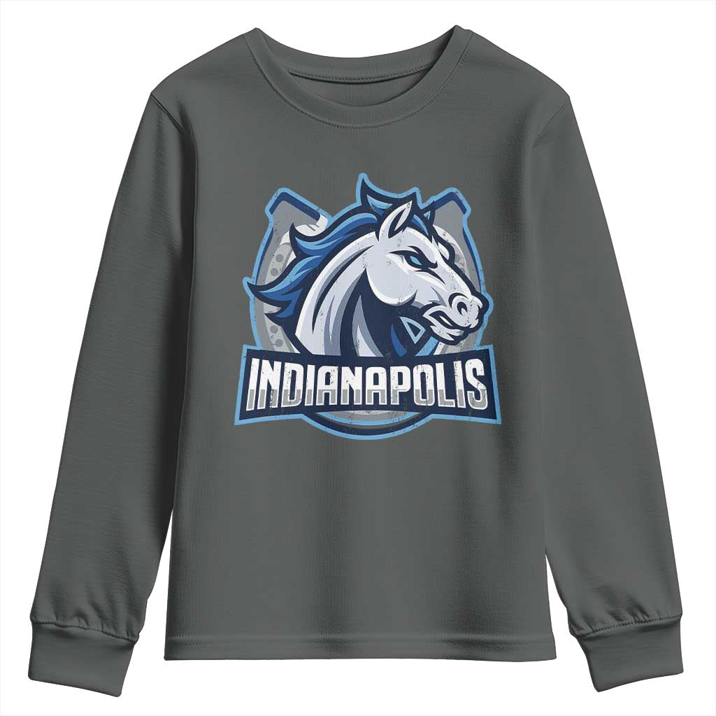 IFC Game Day Youth Sweatshirt Blue Football Lover Equine Shoe TS11 Dark Heather Print Your Wear