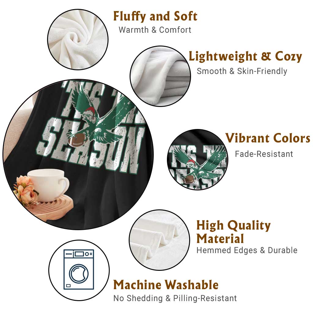 Christmas Football Lover Throw Blanket Green PFE Santa Hat Game Day TS11 Print Your Wear