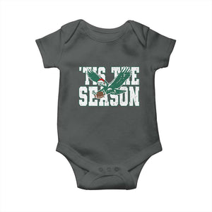 Christmas Football Lover Baby Onesie Green PFE Santa Hat Game Day TS11 Dark Heather Print Your Wear
