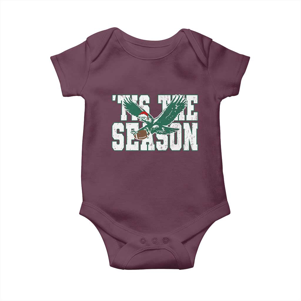 Christmas Football Lover Baby Onesie Green PFE Santa Hat Game Day TS11 Maroon Print Your Wear
