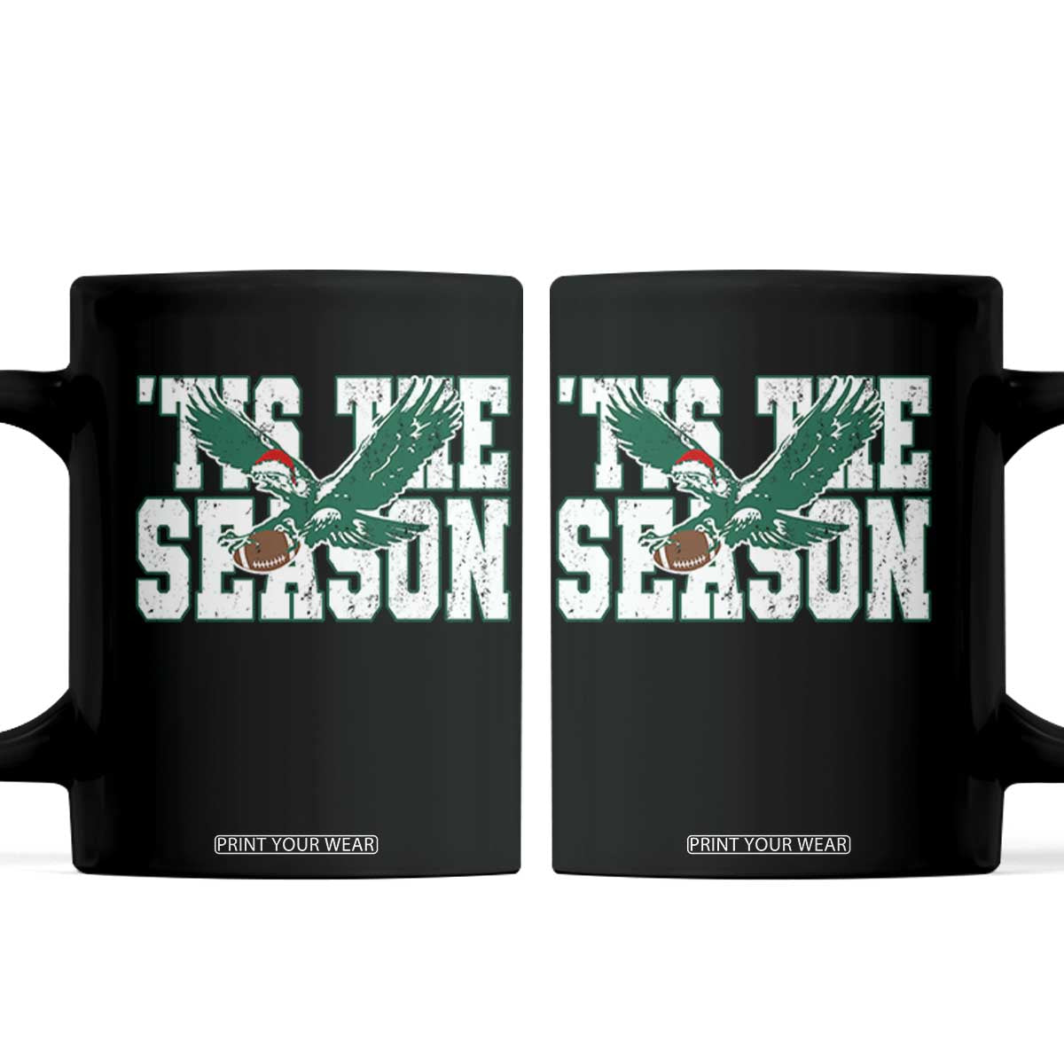 Christmas Football Lover Coffee Mug Green PFE Santa Hat Game Day TS11 Black Print Your Wear