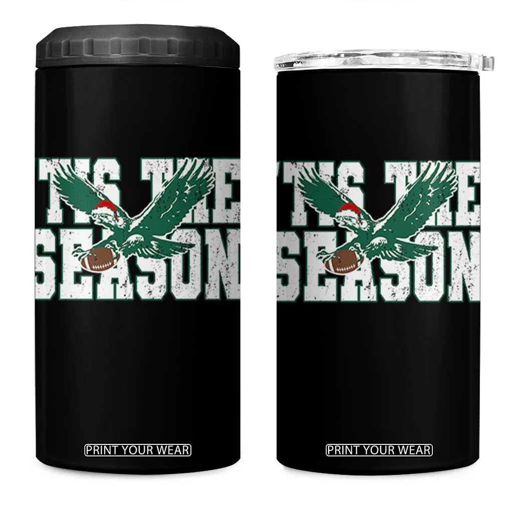Christmas Football Lover 4 in 1 Can Cooler Tumbler Green PFE Santa Hat Game Day TS11 One Size: 16 oz Black Print Your Wear