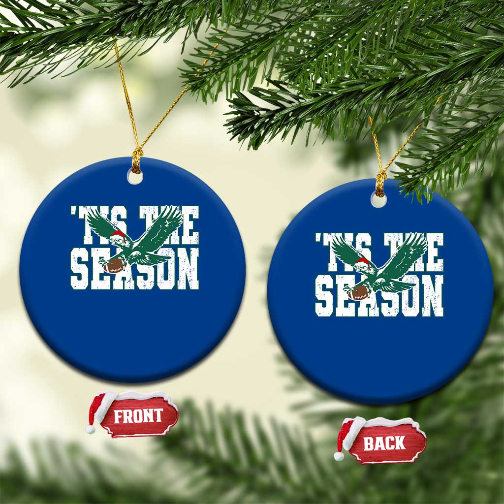 Christmas Football Lover Ceramic Ornament Green PFE Santa Hat Game Day TS11 1pc Blue Print Your Wear