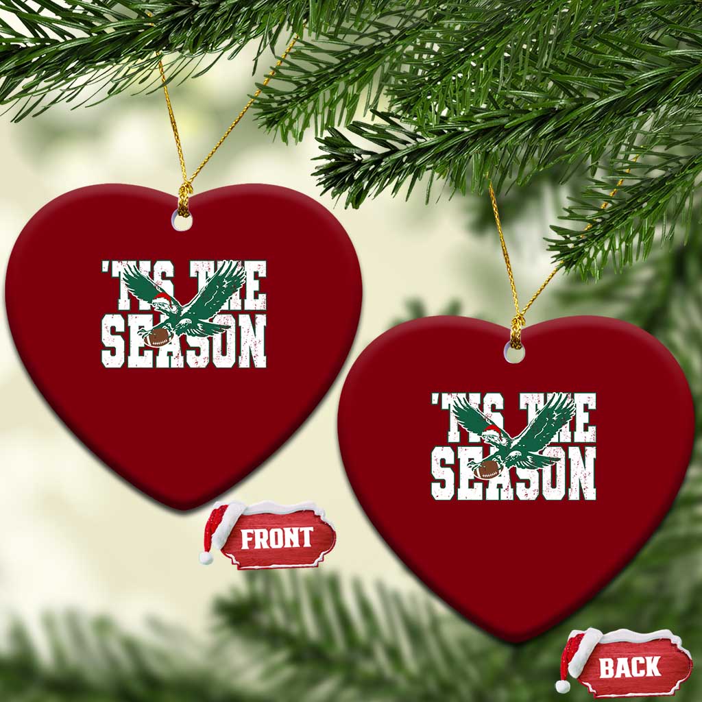 Christmas Football Lover Ceramic Ornament Green PFE Santa Hat Game Day TS11 Print Your Wear