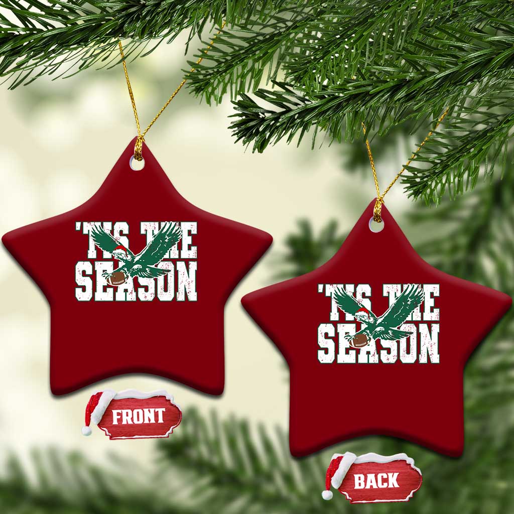 Christmas Football Lover Ceramic Ornament Green PFE Santa Hat Game Day TS11 Print Your Wear
