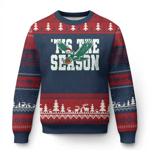 Christmas Football Lover Ugly Christmas Sweater Green PFE Santa Hat Game Day TS11 Navy Red Print Your Wear