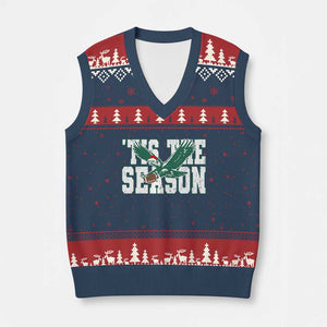 Christmas Philadelphia Fan V-Neck Knit Sweater Vest Tis The Season Eagles Sport Philly Fan TS11 Navy Red Print Your Wear