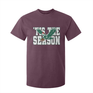 Christmas Football Lover T Shirt For Kid Green PFE Santa Hat Game Day TS11 Maroon Print Your Wear