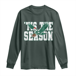 Christmas Football Lover Long Sleeve Shirt Green PFE Santa Hat Game Day TS11 Dark Forest Green Print Your Wear