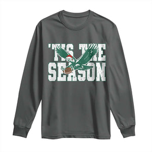 Christmas Football Lover Long Sleeve Shirt Green PFE Santa Hat Game Day TS11 Dark Heather Print Your Wear