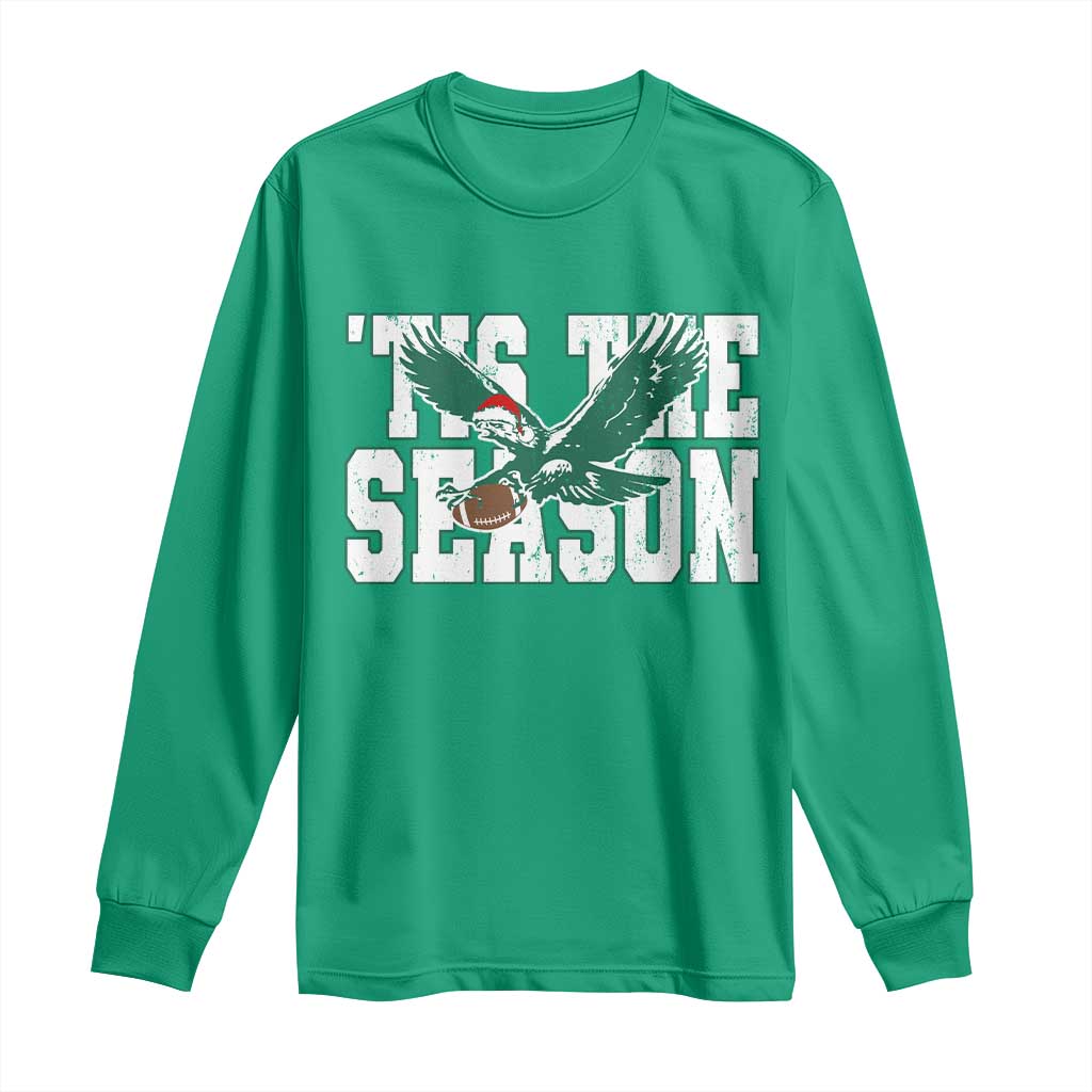 Christmas Football Lover Long Sleeve Shirt Green PFE Santa Hat Game Day TS11 Irish Green Print Your Wear
