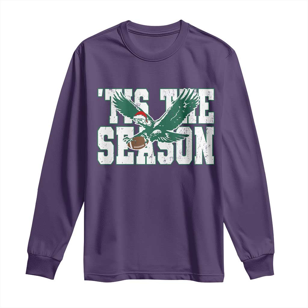 Christmas Football Lover Long Sleeve Shirt Green PFE Santa Hat Game Day TS11 Purple Print Your Wear