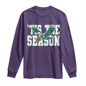 Christmas Football Lover Long Sleeve Shirt Green PFE Santa Hat Game Day TS11 Purple Print Your Wear