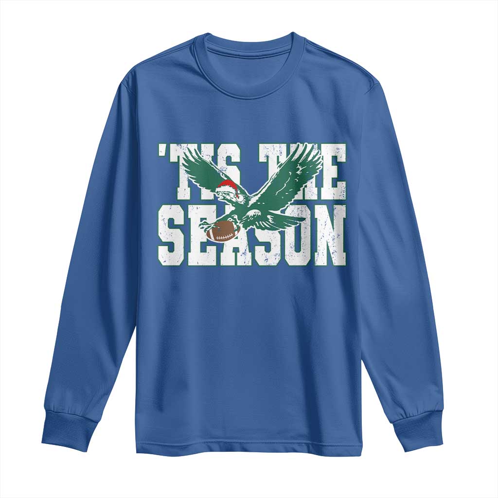 Christmas Football Lover Long Sleeve Shirt Green PFE Santa Hat Game Day TS11 Royal Blue Print Your Wear