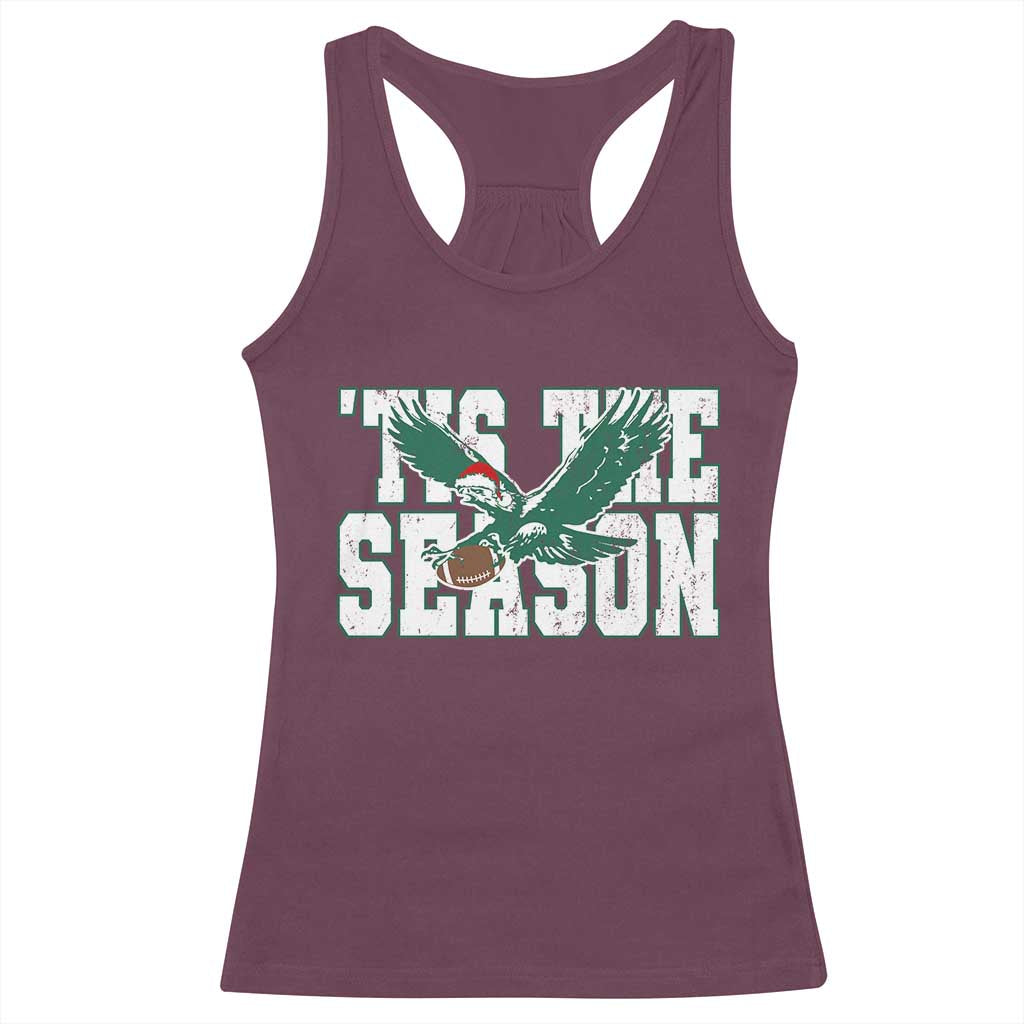 Christmas Football Lover Racerback Tank Top Green PFE Santa Hat Game Day TS11 Maroon Print Your Wear