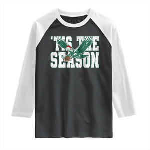 Christmas Football Lover Raglan Shirt Green PFE Santa Hat Game Day TS11 Black White Print Your Wear