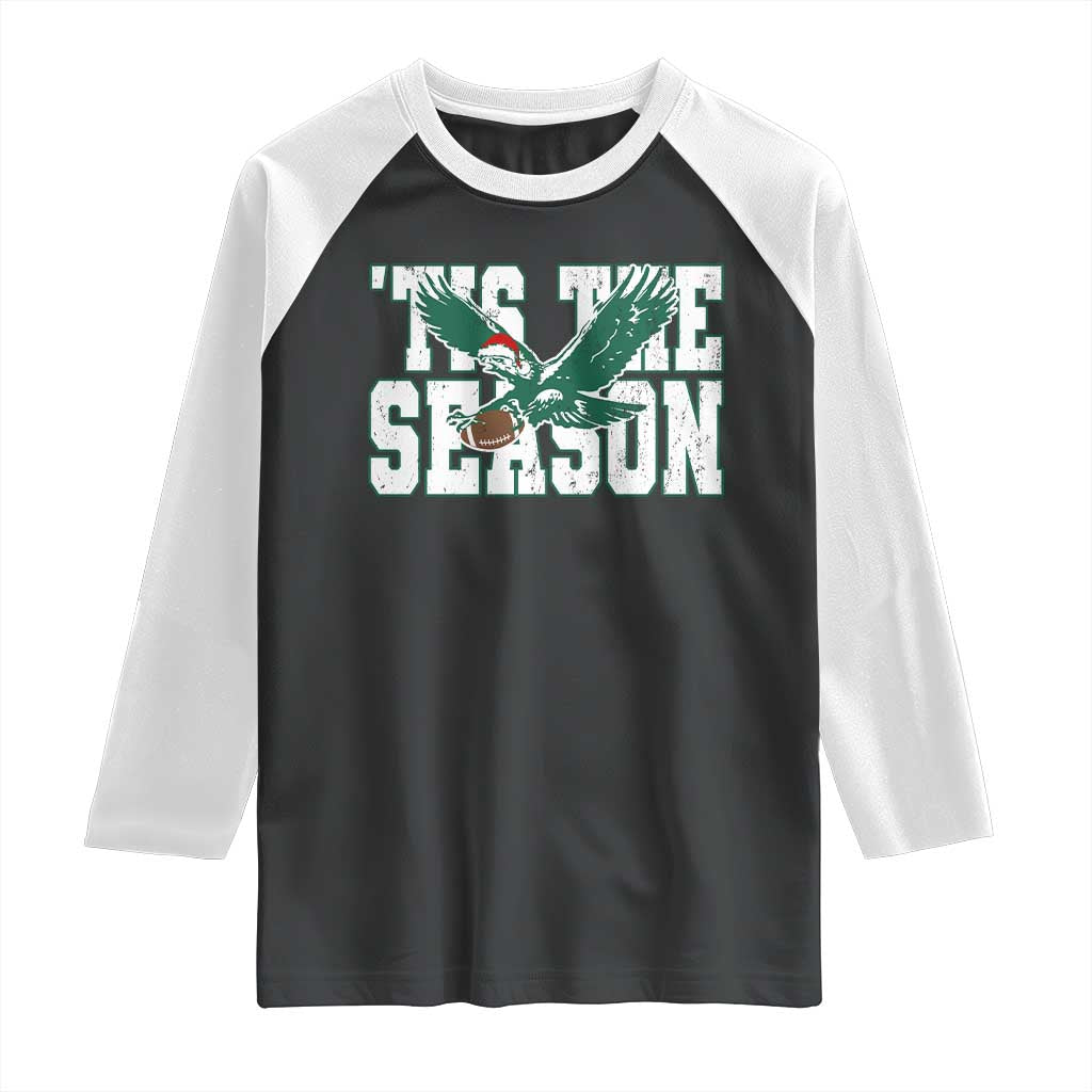 Christmas Football Lover Raglan Shirt Green PFE Santa Hat Game Day TS11 Black White Print Your Wear