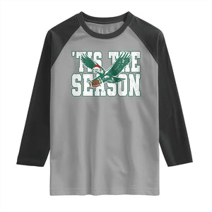 Christmas Football Lover Raglan Shirt Green PFE Santa Hat Game Day TS11 Sport Gray Black Print Your Wear