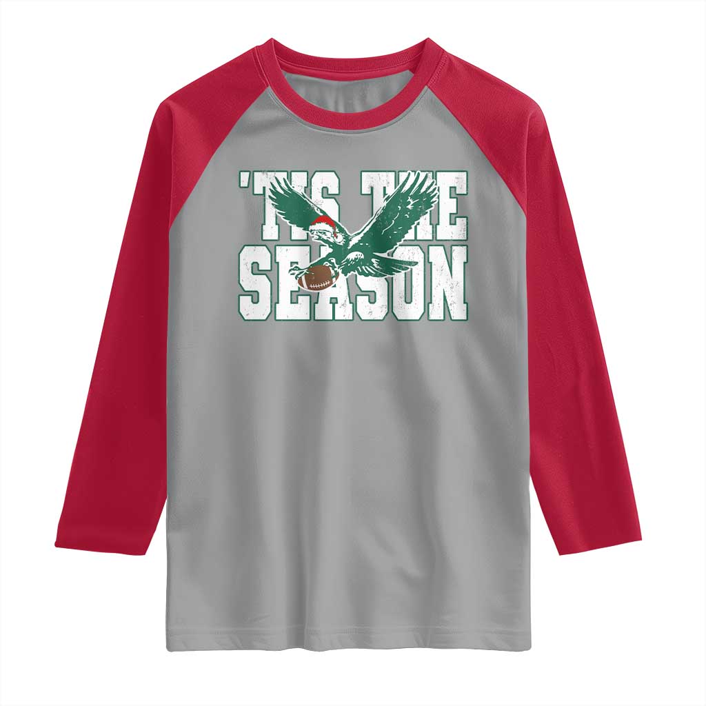 Christmas Football Lover Raglan Shirt Green PFE Santa Hat Game Day TS11 Sport Gray Red Print Your Wear