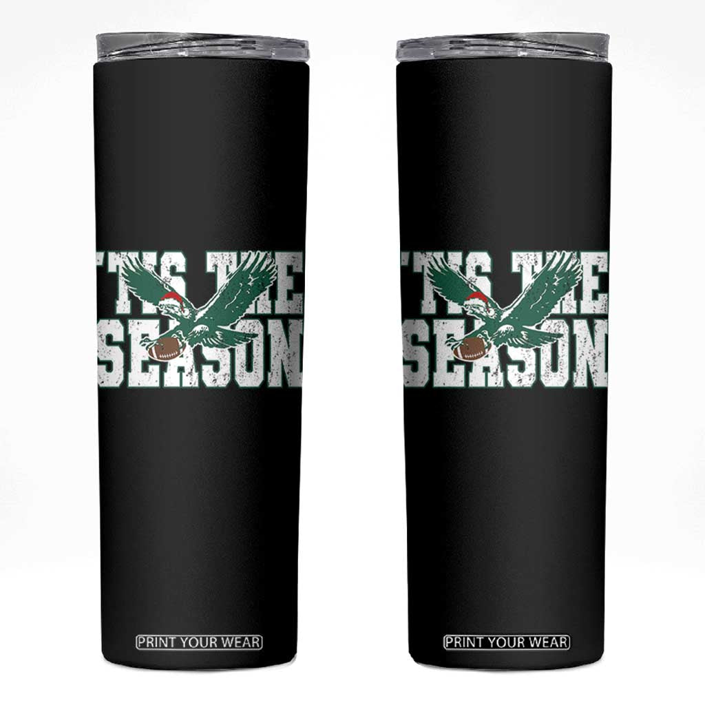 Christmas Football Lover Skinny Tumbler Green PFE Santa Hat Game Day TS11 Black Print Your Wear