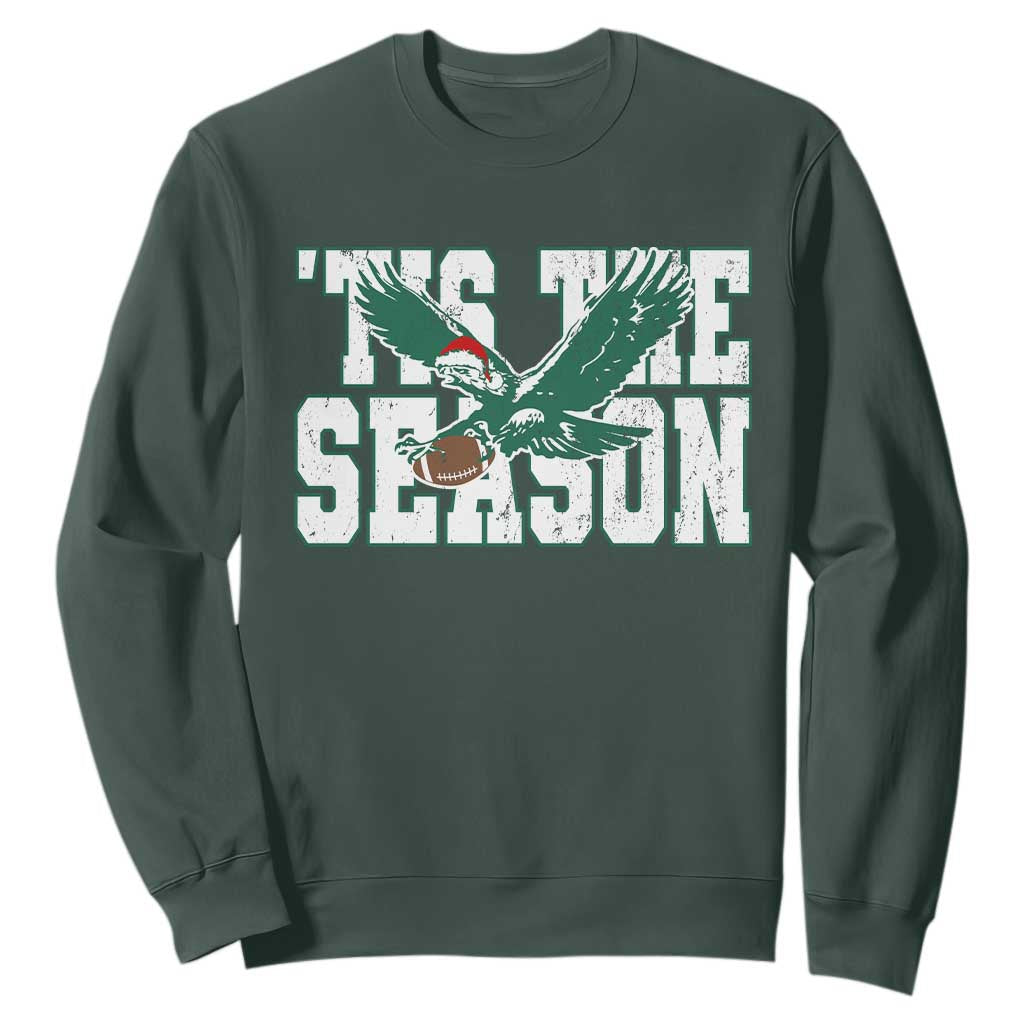 Christmas Philadelphia Fan Sweatshirt Tis The Season Eagles Sport Philly Fan TS11 Dark Forest Green Print Your Wear