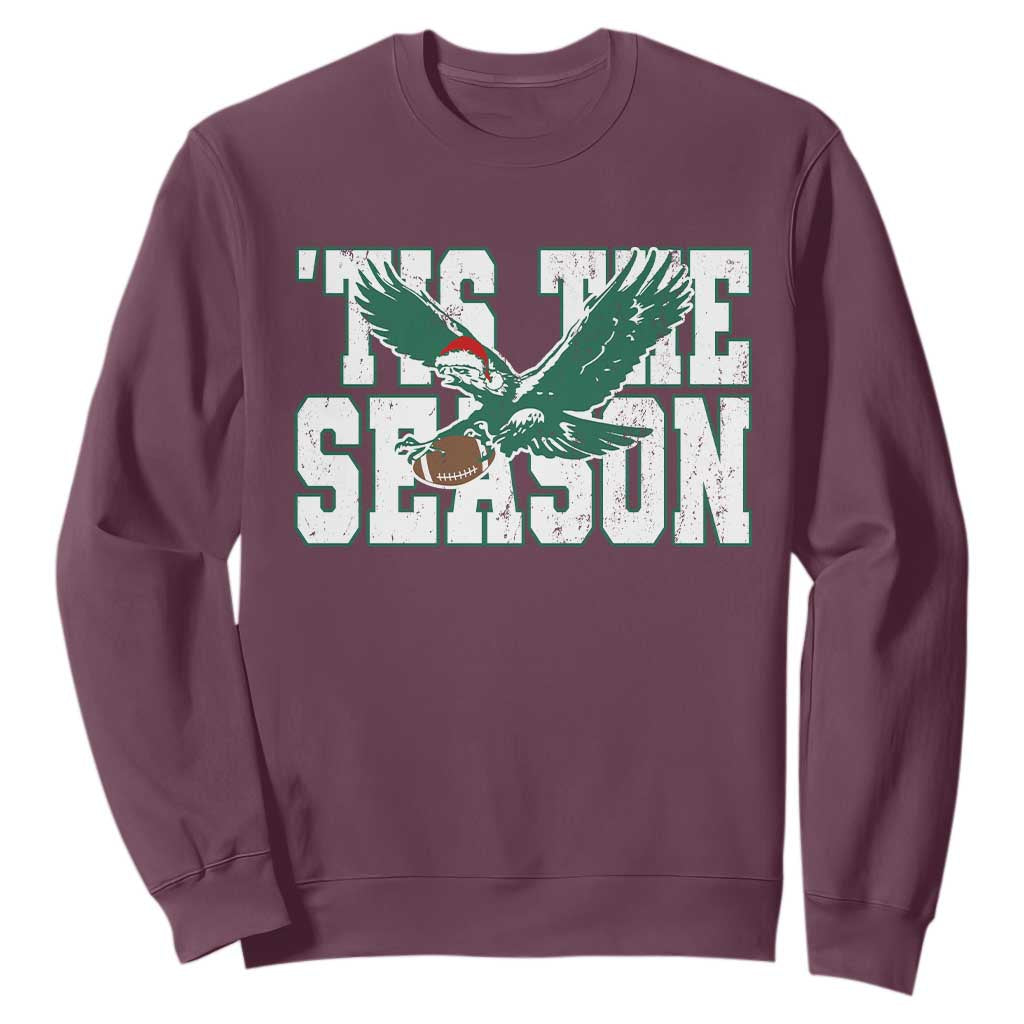 Christmas Football Lover Sweatshirt Green PFE Santa Hat Game Day TS11 Maroon Print Your Wear