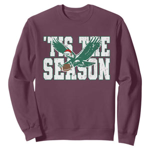Christmas Football Lover Sweatshirt Green PFE Santa Hat Game Day TS11 Maroon Print Your Wear