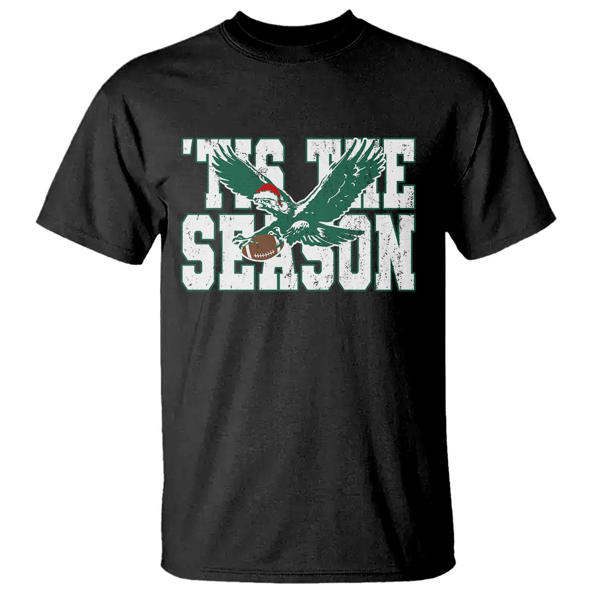 Christmas Football Lover T Shirt Green PFE Santa Hat Game Day TS11 Black Print Your Wear