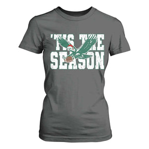 Christmas Football Lover T Shirt For Women Green PFE Santa Hat Game Day TS11 Dark Heather Print Your Wear