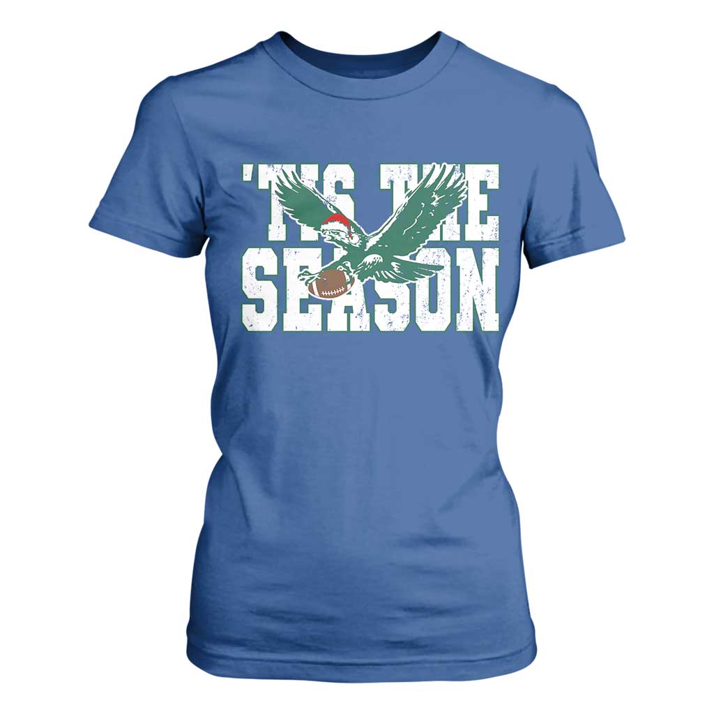 Christmas Football Lover T Shirt For Women Green PFE Santa Hat Game Day TS11 Royal Blue Print Your Wear