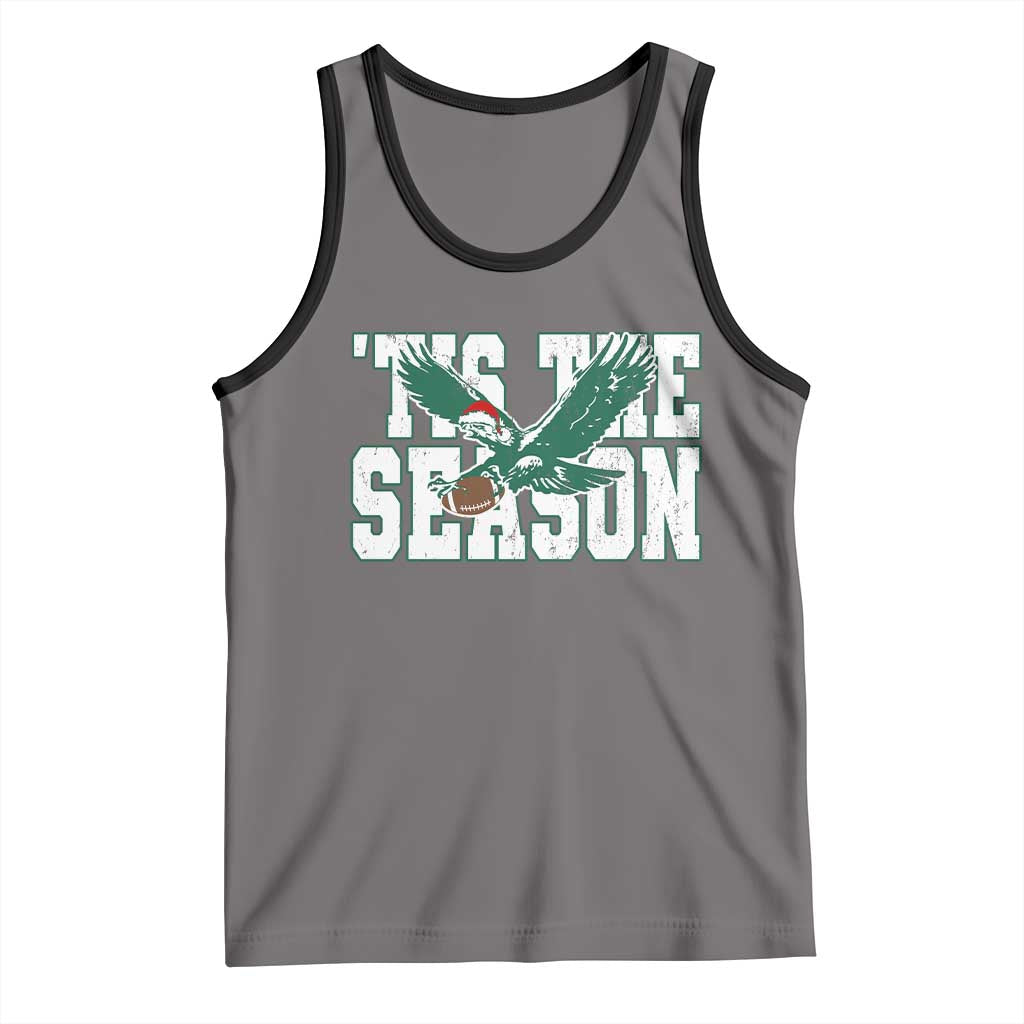 Christmas Football Lover Tank Top Green PFE Santa Hat Game Day TS11 Deep Heather Black Print Your Wear
