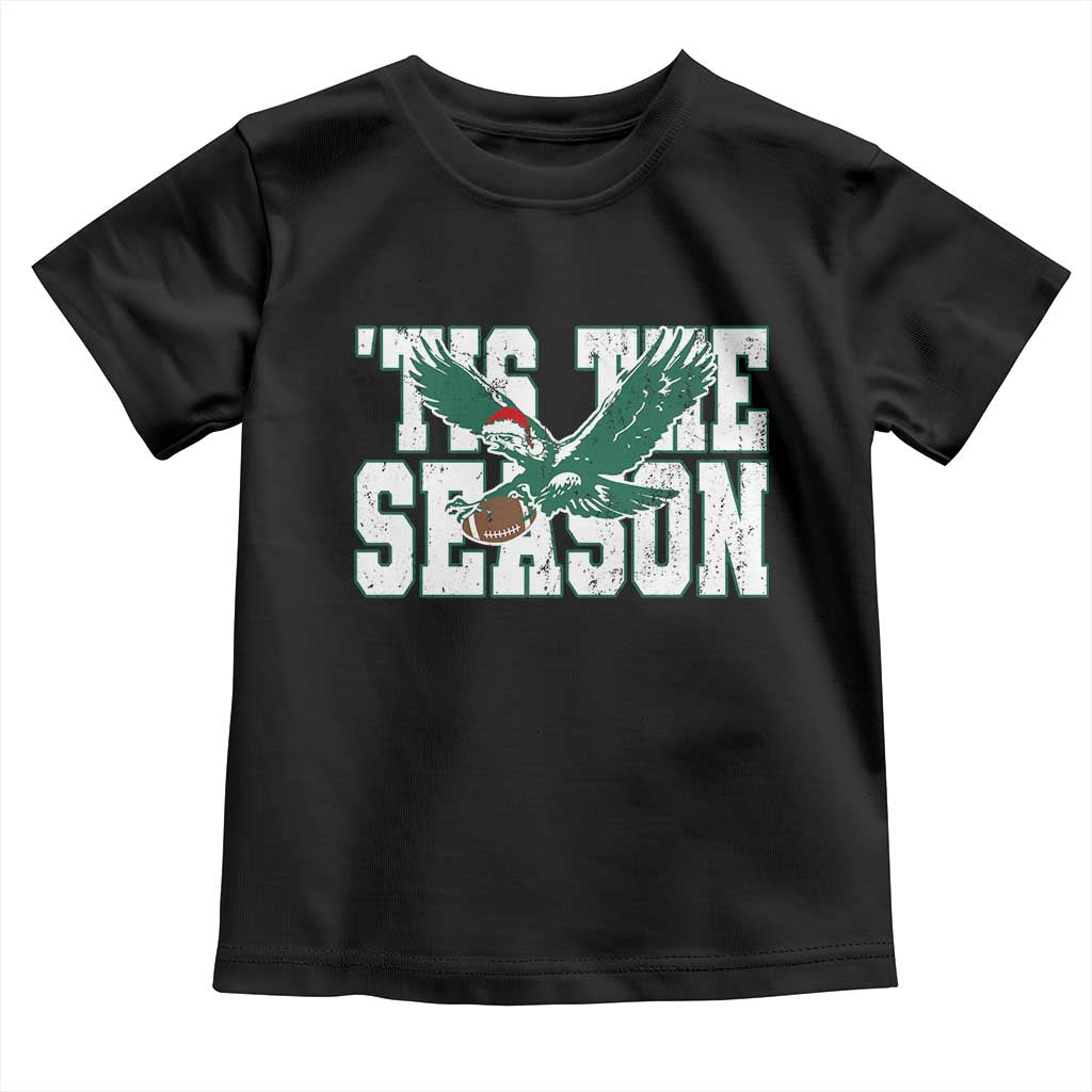 Christmas Football Lover Toddler T Shirt Green PFE Santa Hat Game Day TS11 Black Print Your Wear