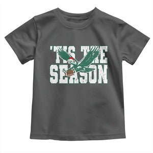 Christmas Football Lover Toddler T Shirt Green PFE Santa Hat Game Day TS11 Dark Heather Print Your Wear