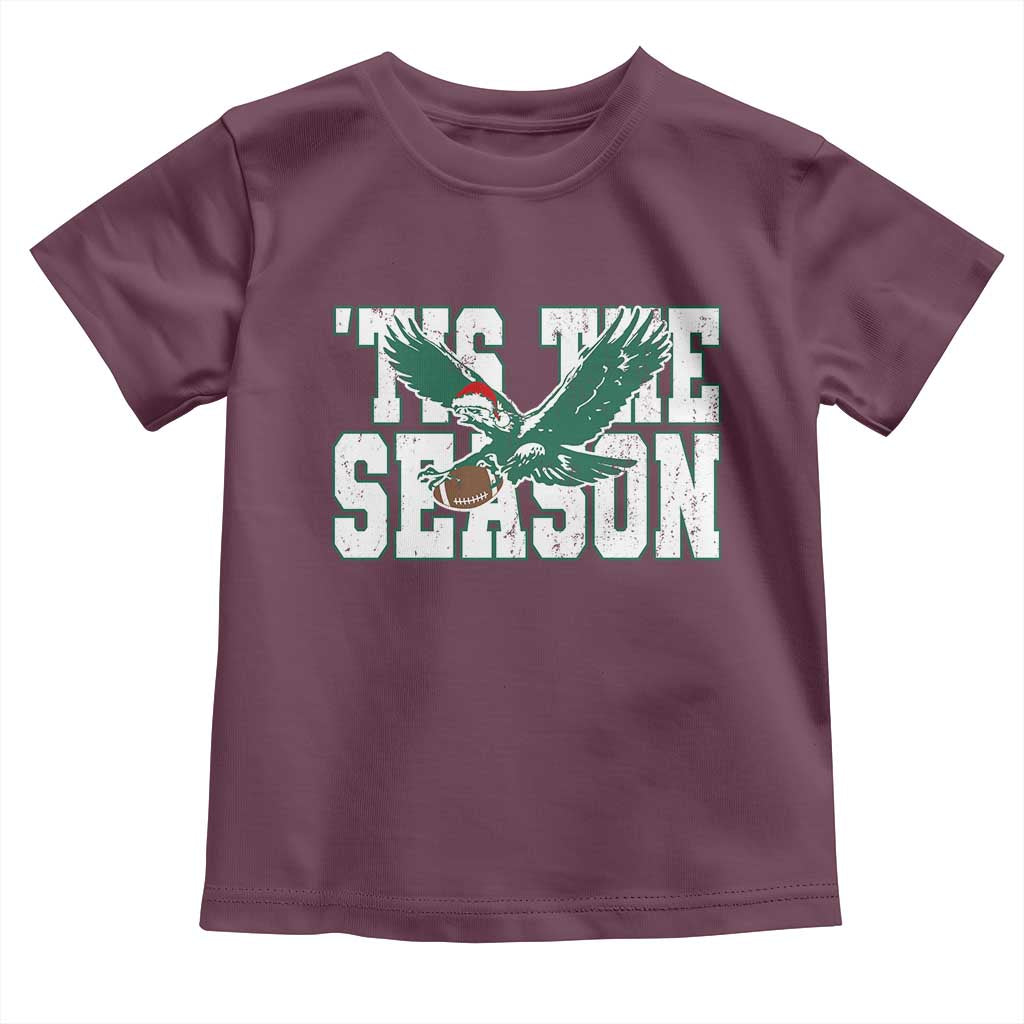 Christmas Football Lover Toddler T Shirt Green PFE Santa Hat Game Day TS11 Maroon Print Your Wear