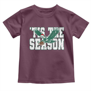 Christmas Football Lover Toddler T Shirt Green PFE Santa Hat Game Day TS11 Maroon Print Your Wear