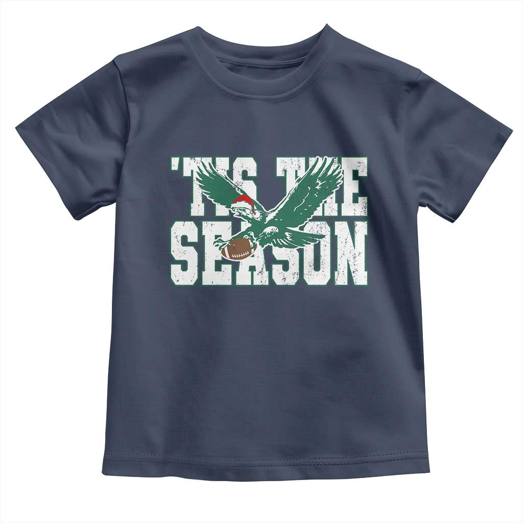 Christmas Football Lover Toddler T Shirt Green PFE Santa Hat Game Day TS11 Navy Print Your Wear