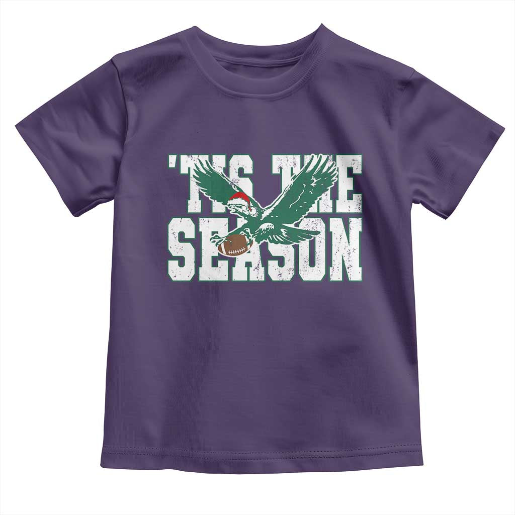 Christmas Football Lover Toddler T Shirt Green PFE Santa Hat Game Day TS11 Purple Print Your Wear