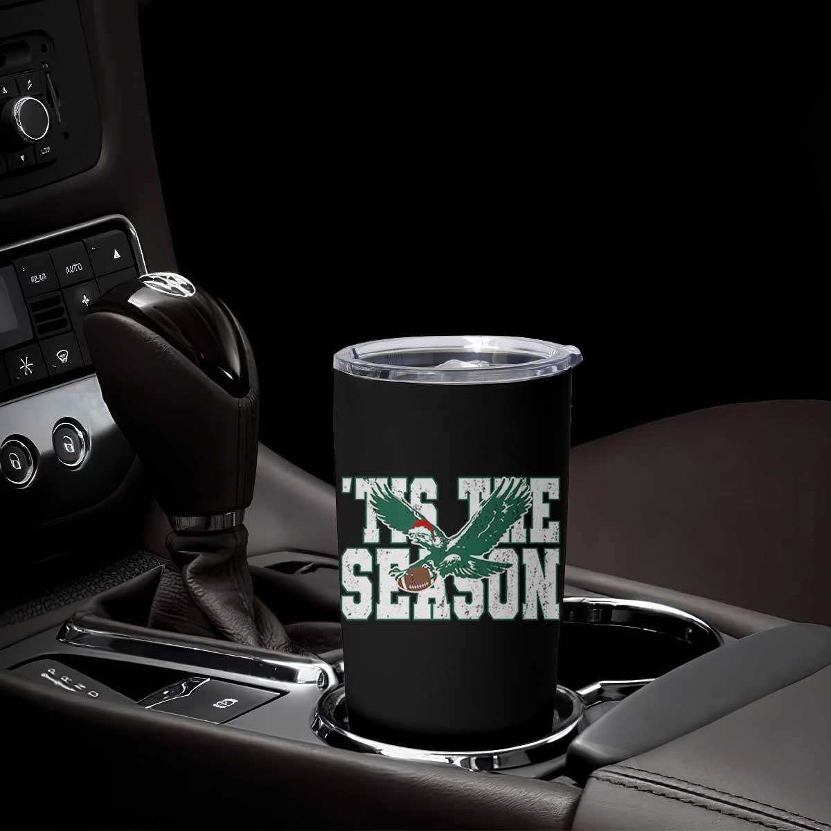 Christmas Football Lover Tumbler Cup Green PFE Santa Hat Game Day TS11 Print Your Wear